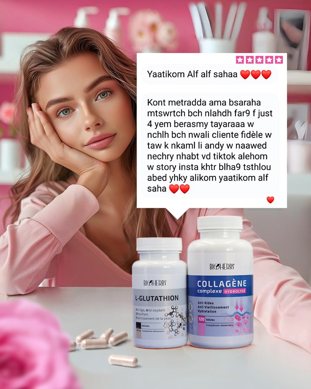 Pack Anti-ge (Collagne + L-Glutathion ) - BioHerbs Tunisie Pack Anti-ge (Collagne + L-Glutathion ) - BioHerbs Tunisie