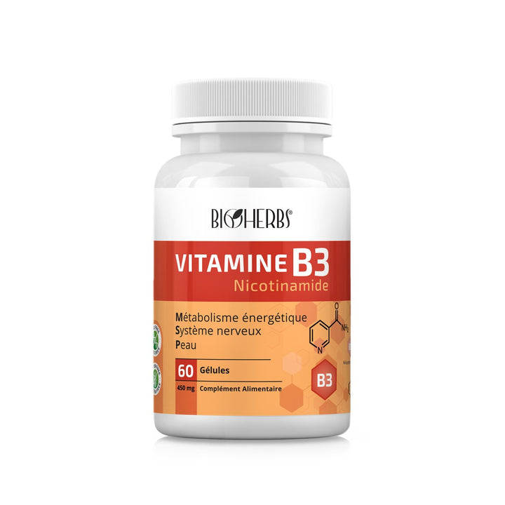 Vitamine B3 Bioherbs 60 gélules 450mg nicotinamide complément alimentaire Tunisie